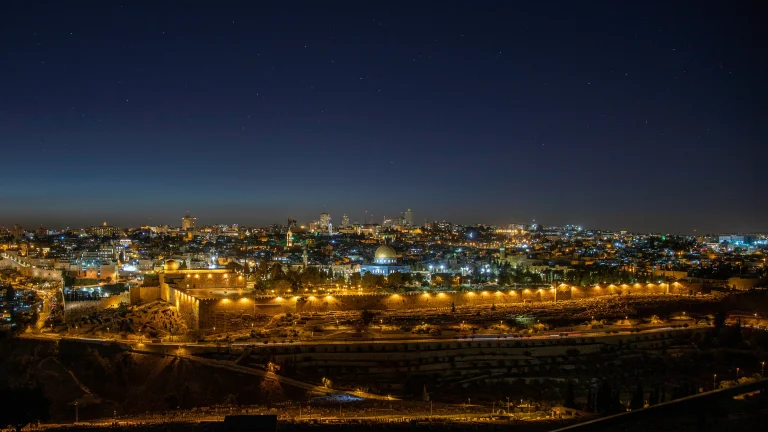 Vue de la vieille ville de Jérusalem, Israël, nuit