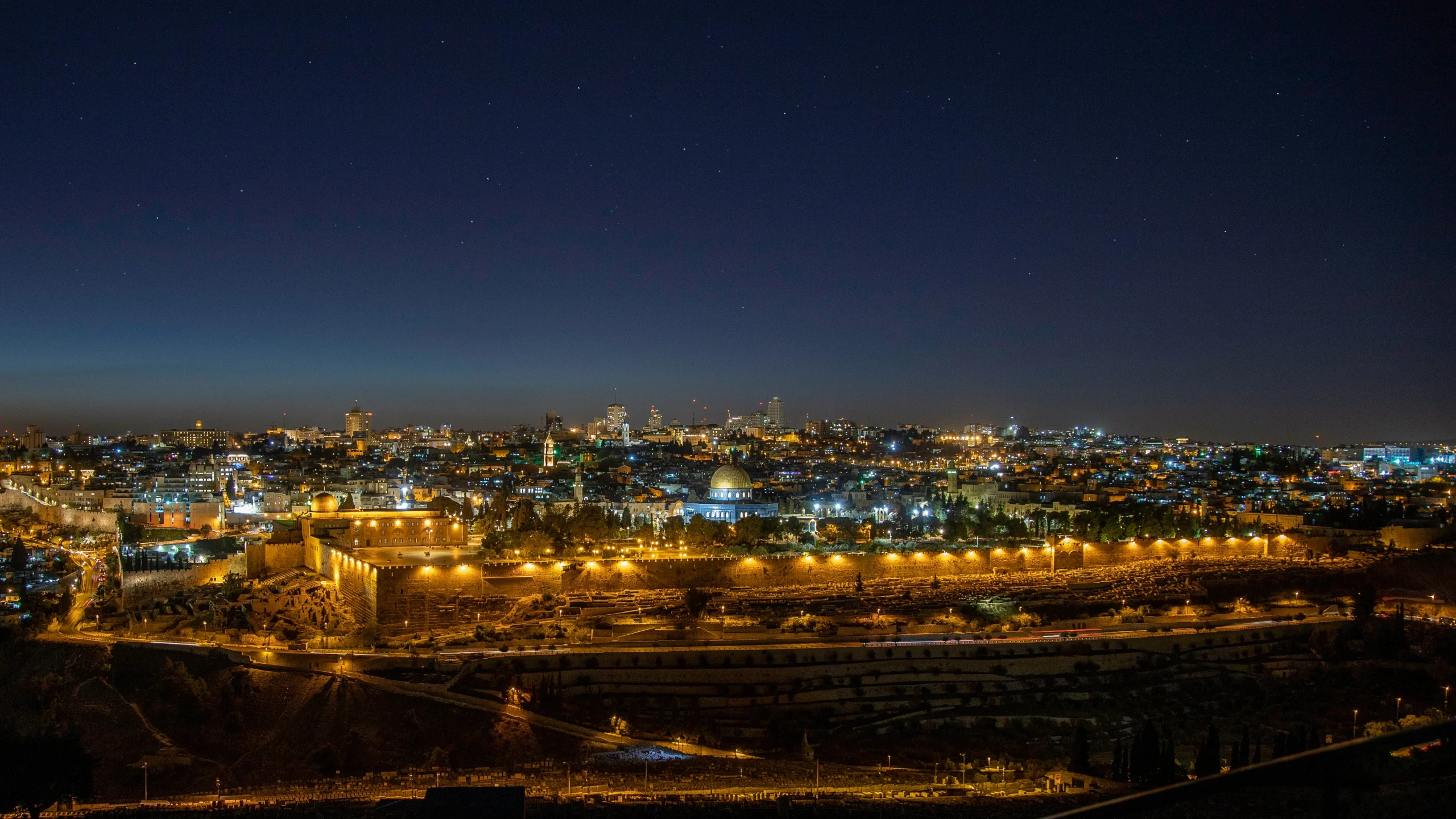 Vue de la vieille ville de Jérusalem, Israël, nuit